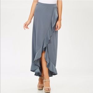 “Bellino” Ruffle-Wrap Maxi Skirt